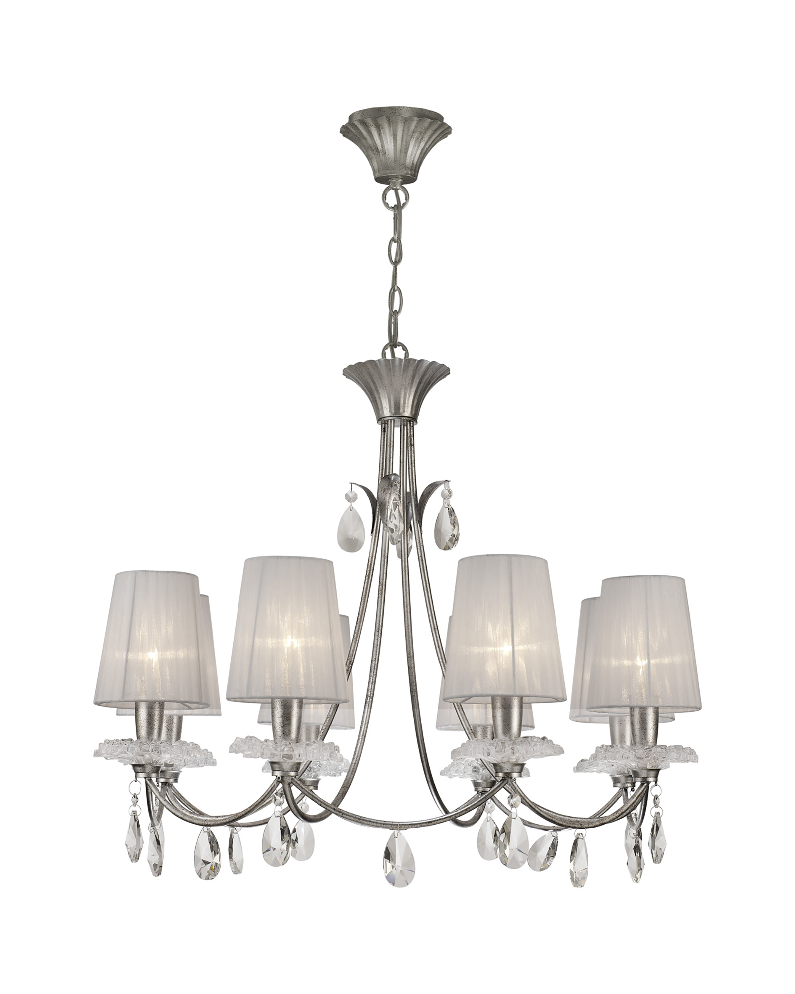 M6301  Sophie Pendant Round 8 Light Silver Painted